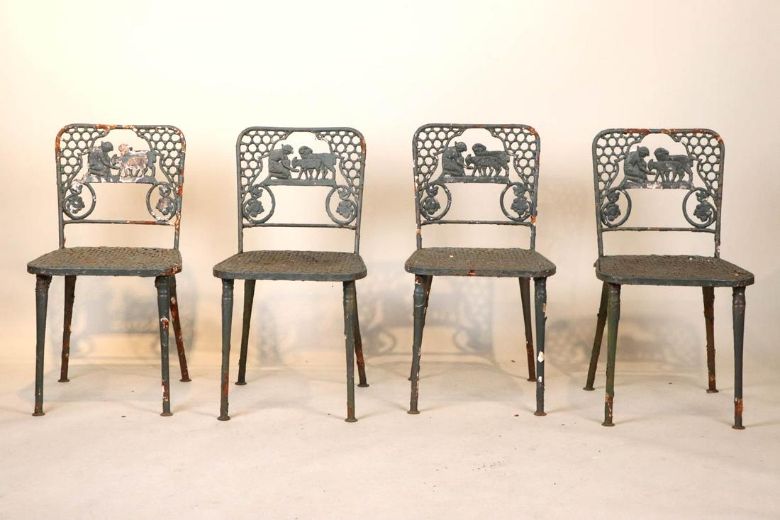 Four Green Painted Cast-Iron Side Chairs (1 of 10)