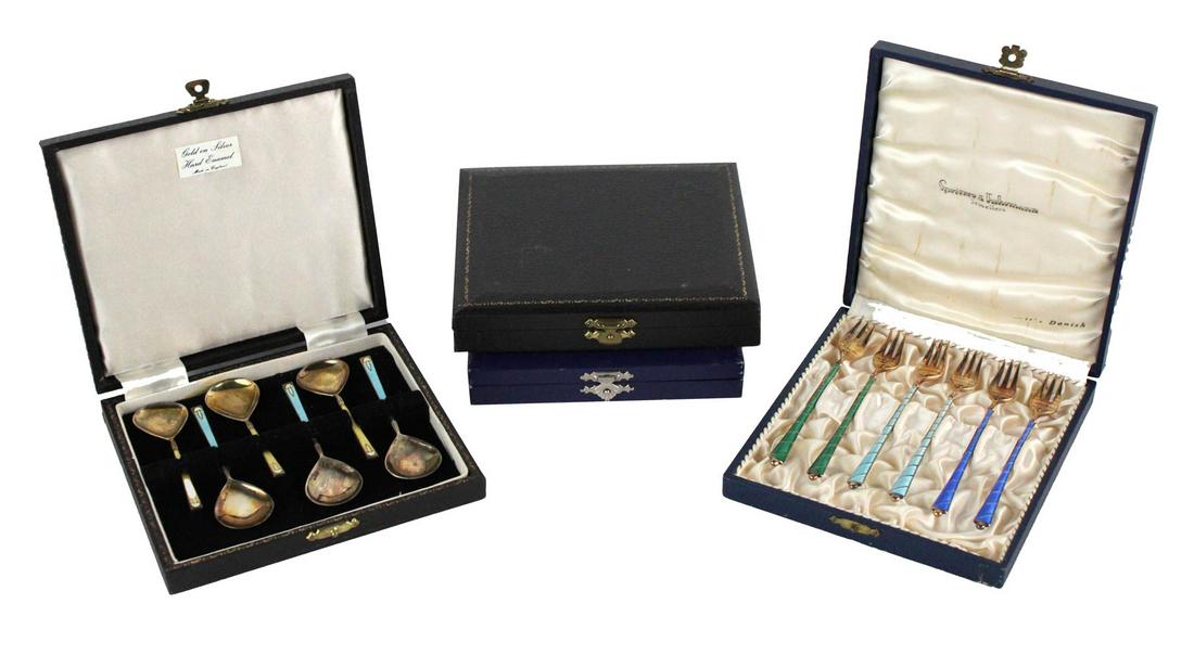 Twelve Sterling and Enamel Cocktail Forks (1 of 15)