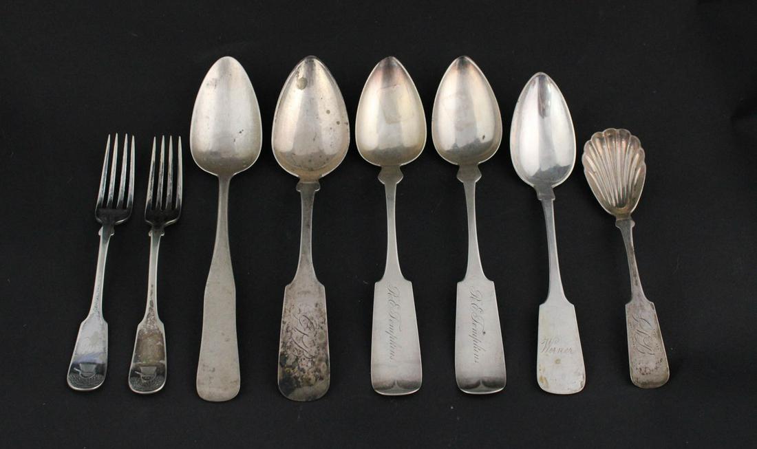 Two Burritt Ithaca, NY Coin Silver Place Spoons (1 of 16)