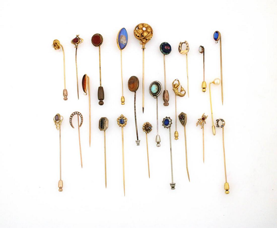 Large Collection of Gold and Gem-Set Stickpins (1 of 13)
