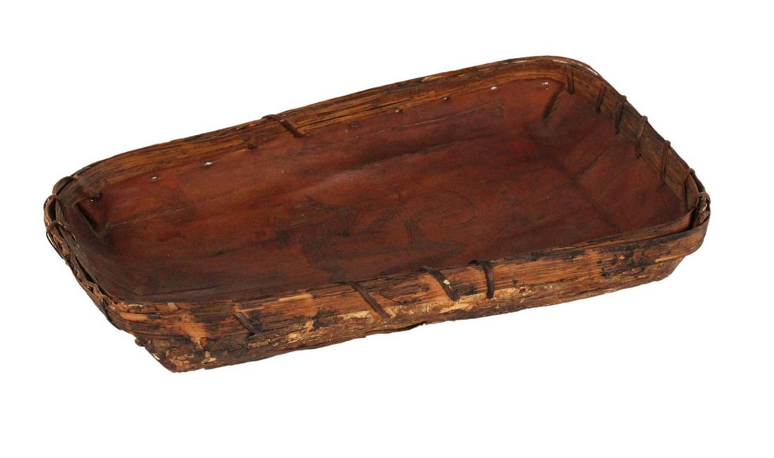 Native American Frog-Decorated Wooden Basket Lid (1 of 4)