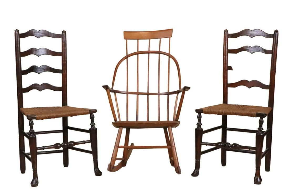 Pair of Ladderback Maple Rush-Seat Side Chairs (1 of 12)
