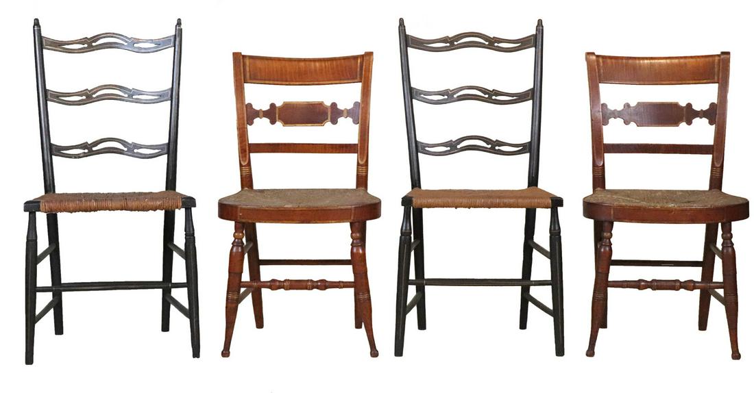 Pair of Federal Stencil-Decorated Maple Chairs (1 of 18)