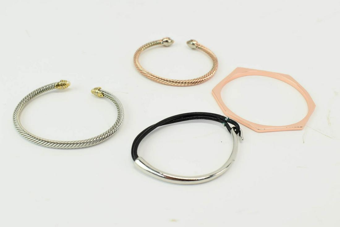 Silver Tone Cable Open Bangle Bracelet Pearl Ends (1 of 5)