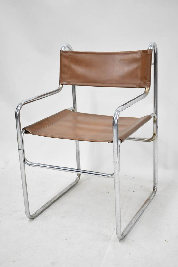 Mid Century Modern Leather and Chrome Armchair (1 of 9)