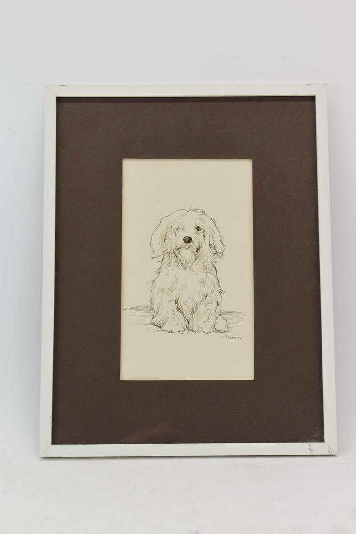 Framed Pen & Ink Dog Drawing Signed Pearson (1 of 4)