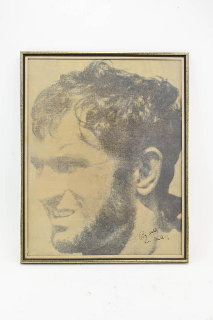 Print of "Big Daddy" Don Garlits: Print of "Big Daddy" Don Garlits, titled l.r. "Big Dadd" Don Gartlits, dated '69. Used condition, wear, worn. 30-1/4"h x 24-3/8"w x 1"d