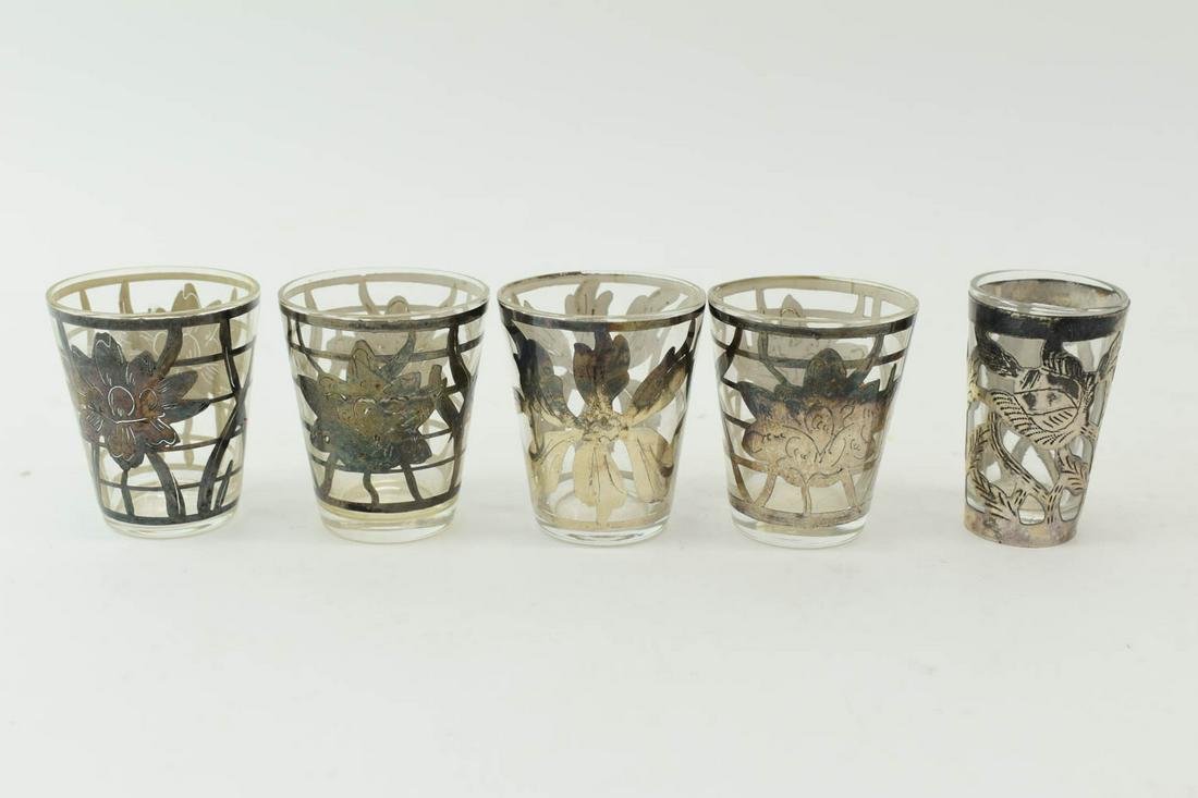 Set of Four Silver Overlay Shot Glasses (1 of 10)
