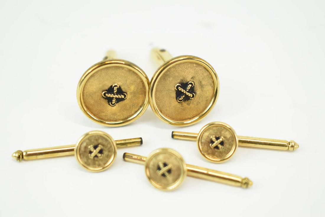 Brushed Gold Filled Button Motif Pair Cuff Links (1 of 5)