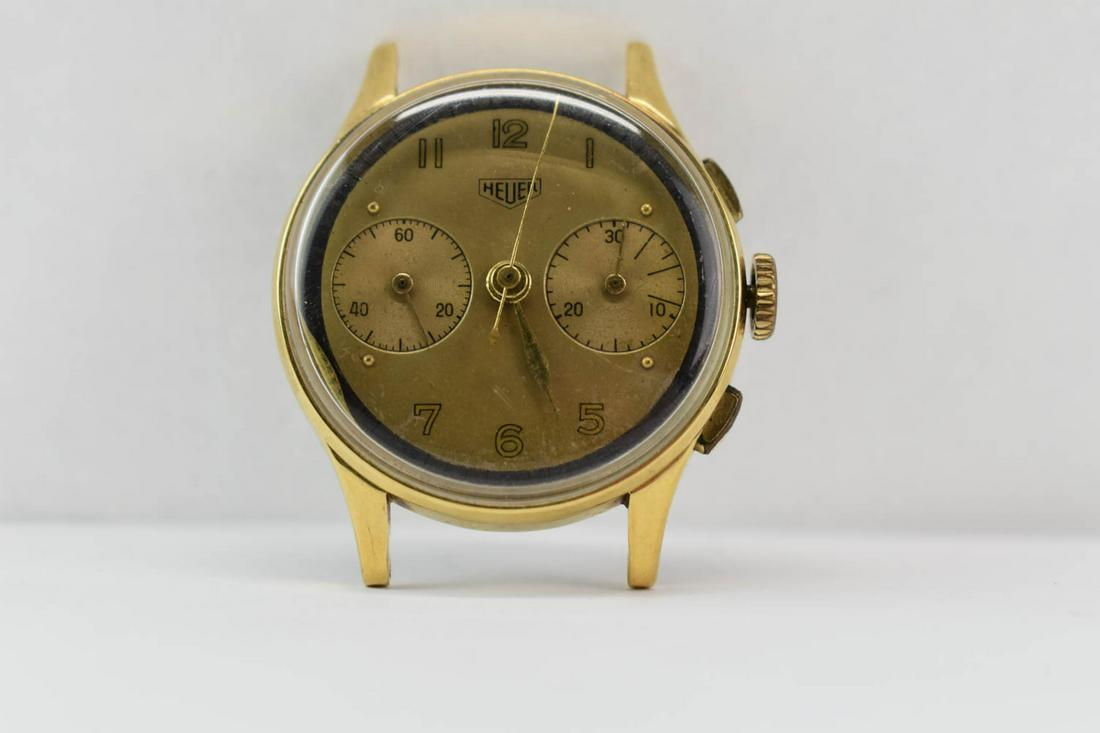 Rare Heuer Yellow Gold "Big Eyes" Valjoux Watch (1 of 7)