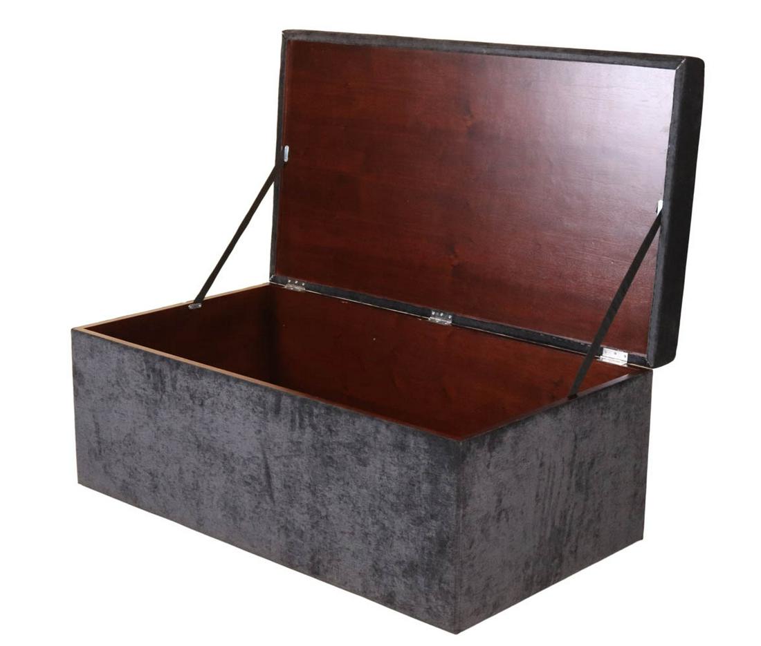 Contemporary Blue Suede Storage Bench (1 of 10)