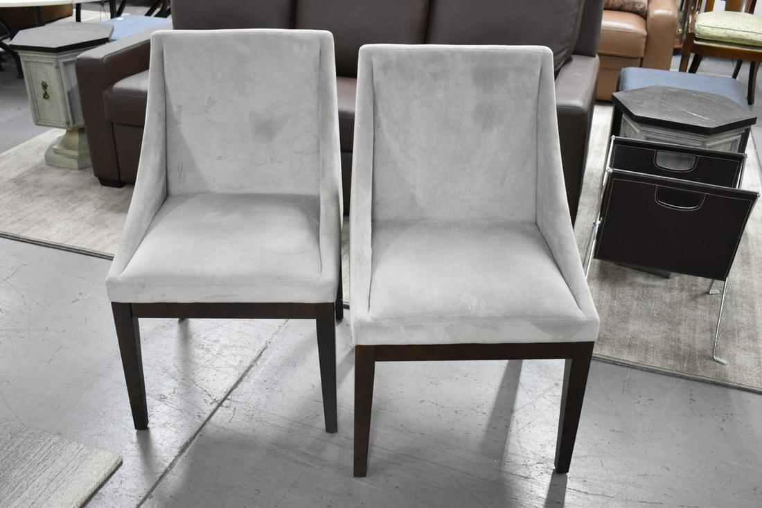 Pair of West Elm Grey-Upholstered Side Chairs (1 of 7)