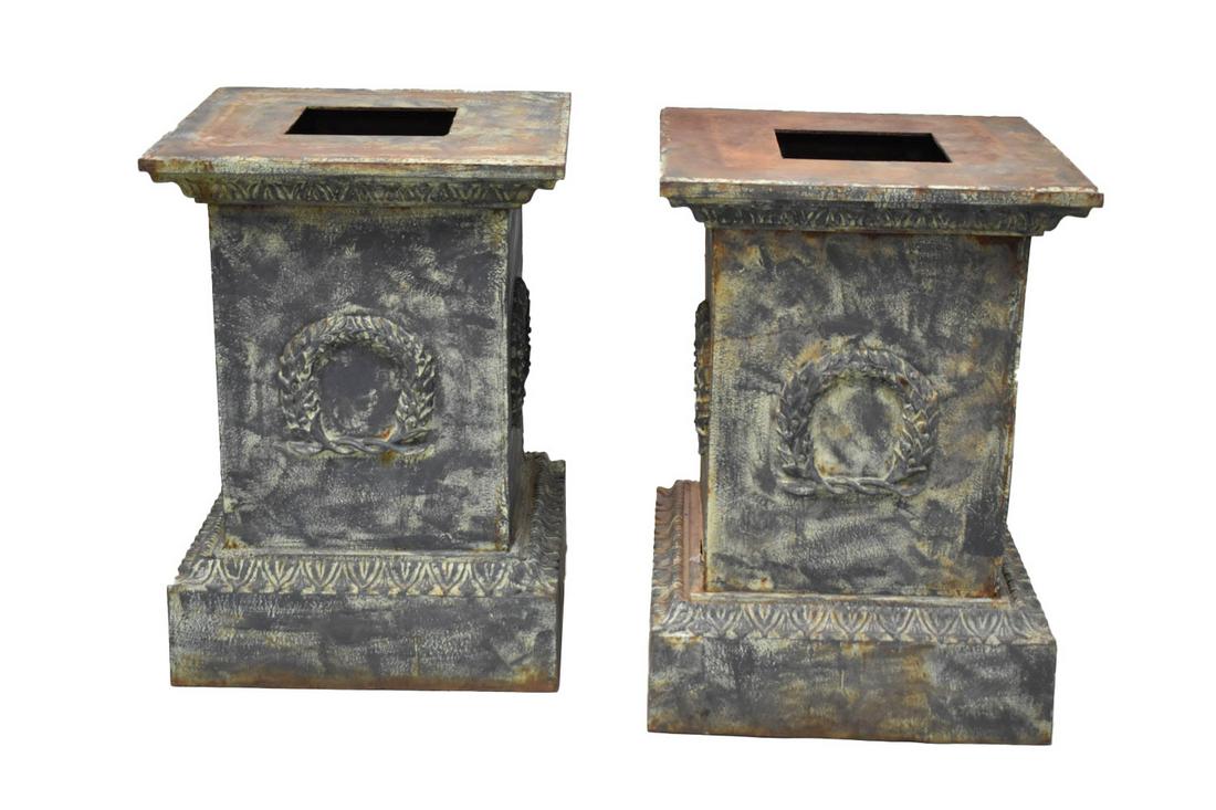 Pair of Large Iron Urn Pedestals (1 of 10)
