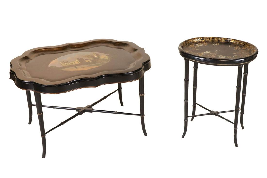 Victorian Papier Mache Tray on Stand Low Table (1 of 10)