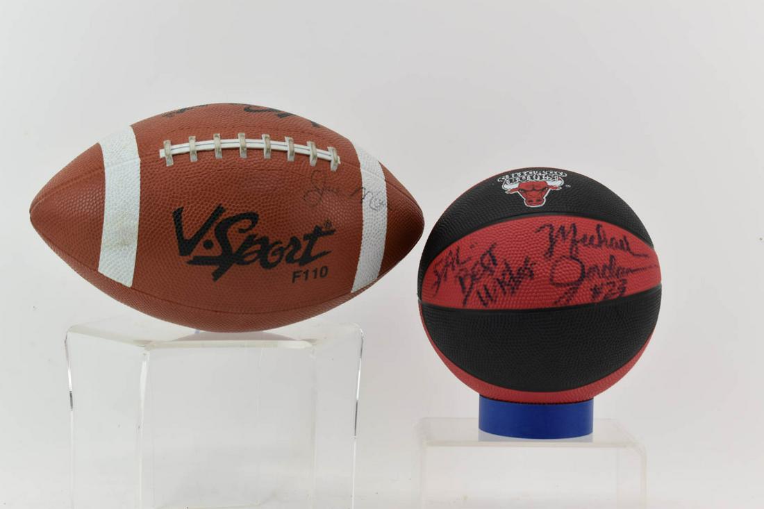 Michael Jordan and Joe Montana Autographed Balls (1 of 3)