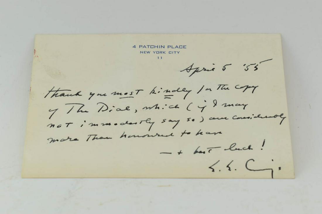 e.e. cummings Hand Written Note 4 Patching Place (1 of 3)