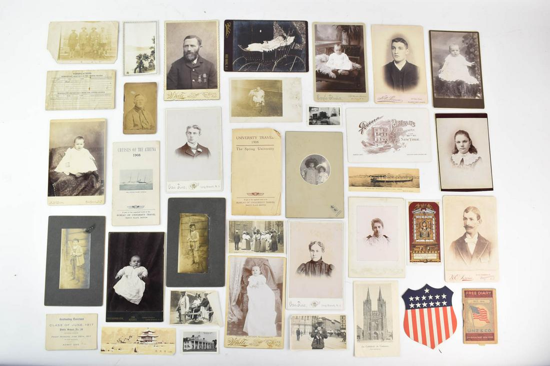 Group of Vintage Photographs and Ephemera: Group of Vintage Photographs and Ephemera. Used condition, wear, worn, losses.