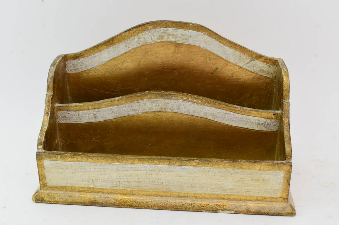 Italian Gilt & Cream Paint Wooden Letter Holder (1 of 8)
