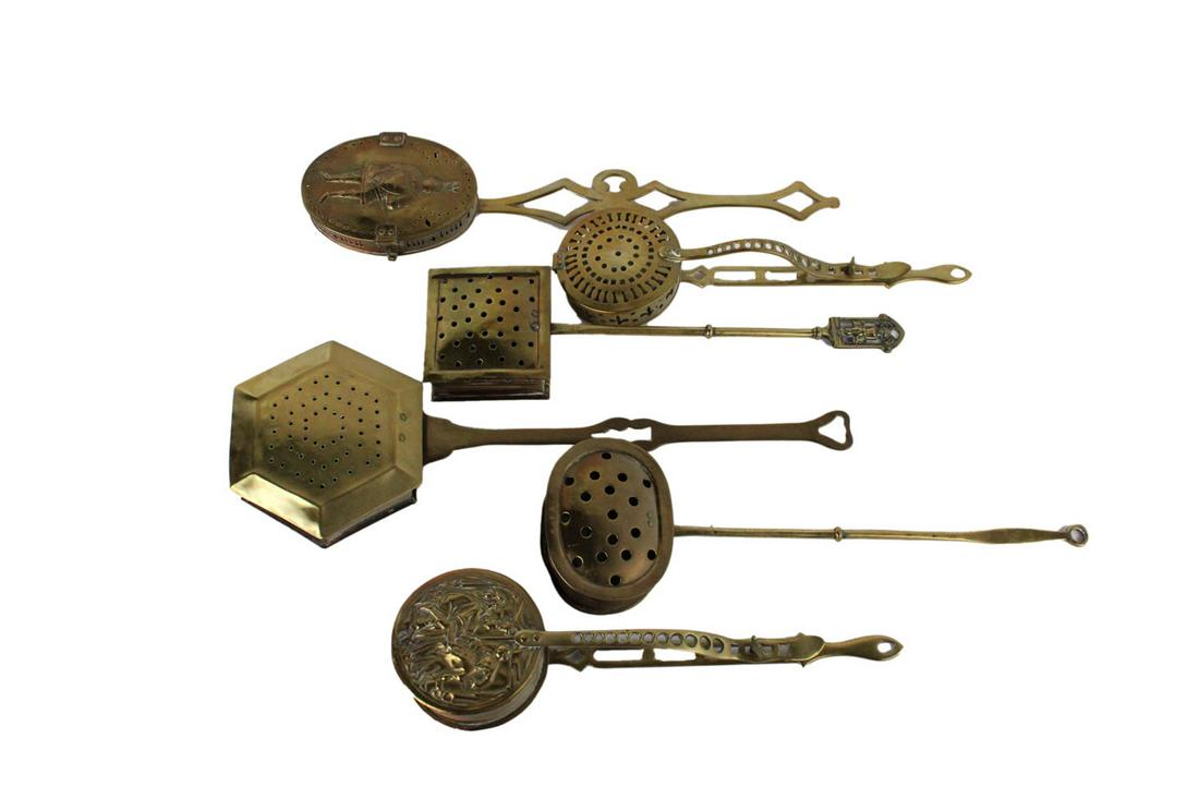 Six Brass Reticulated Coal Warmers (1 of 20)
