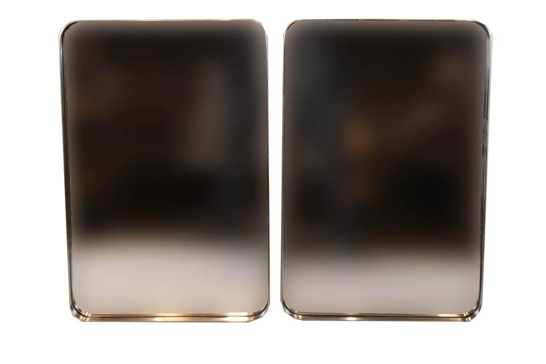 Pair of Modern Brushed Nickel Frame Wall Mirrors (1 of 7)