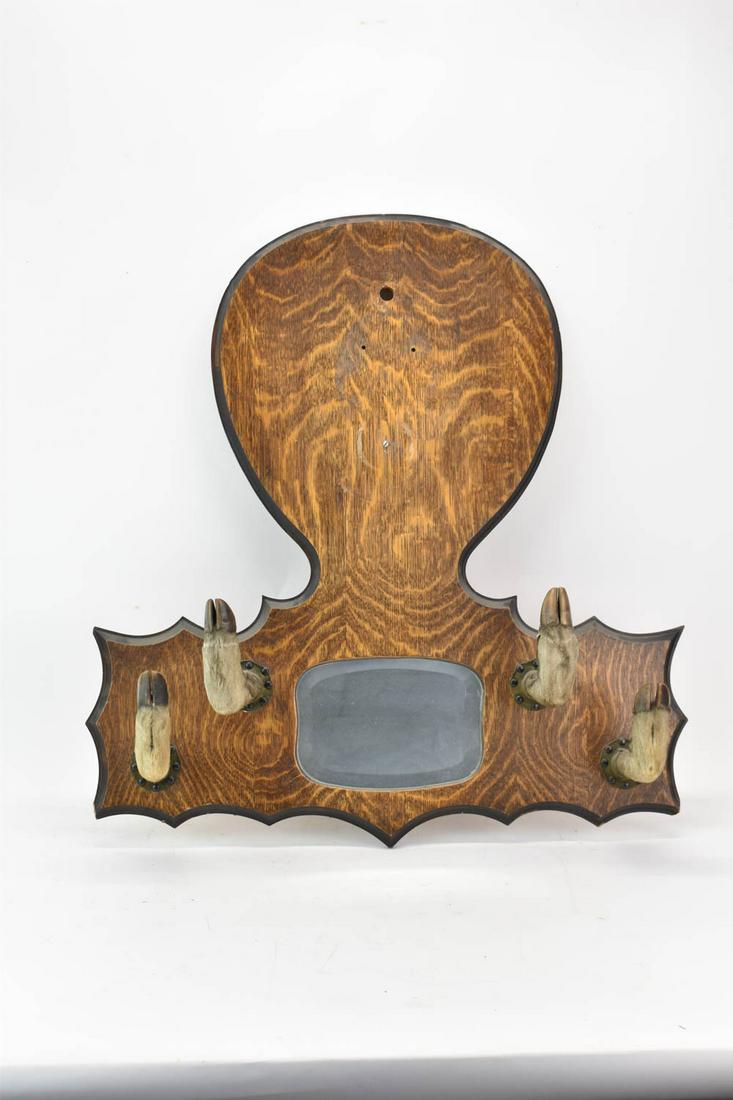 Vintage Oak and Deer Hoof Coat Rack (1 of 6)