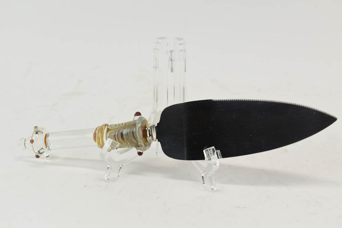 Hand Blown Art Glass Handled Cake Server (1 of 5)