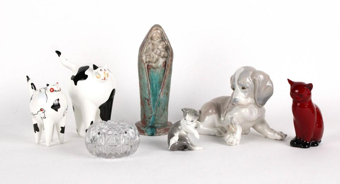 Five Porcelain Cat and Dog Figurines (1 of 12)