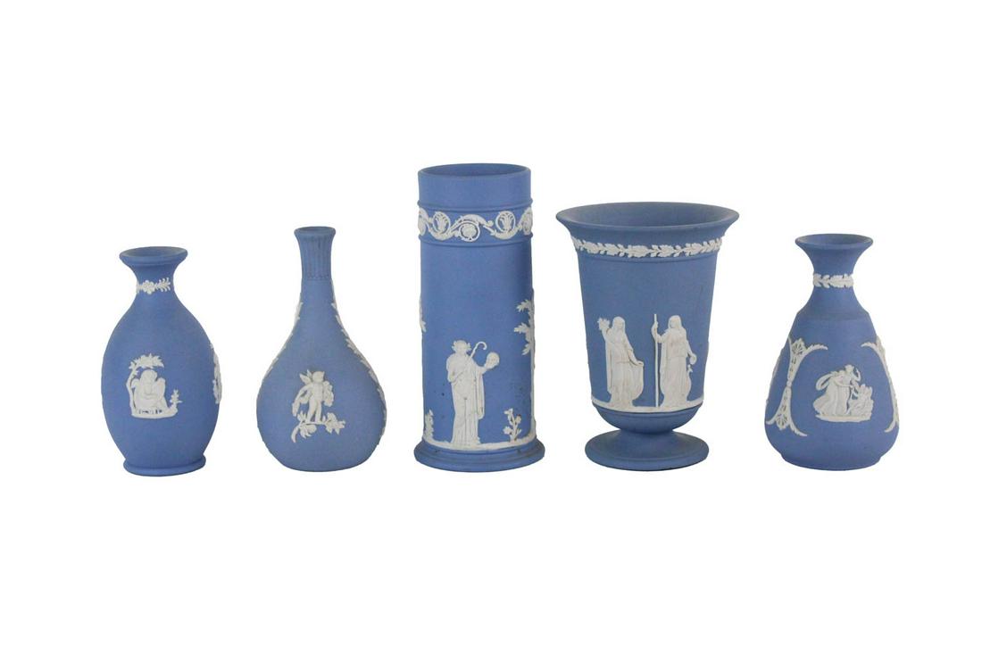Five Wedgwood Blue Jasperware Vases (1 of 20)
