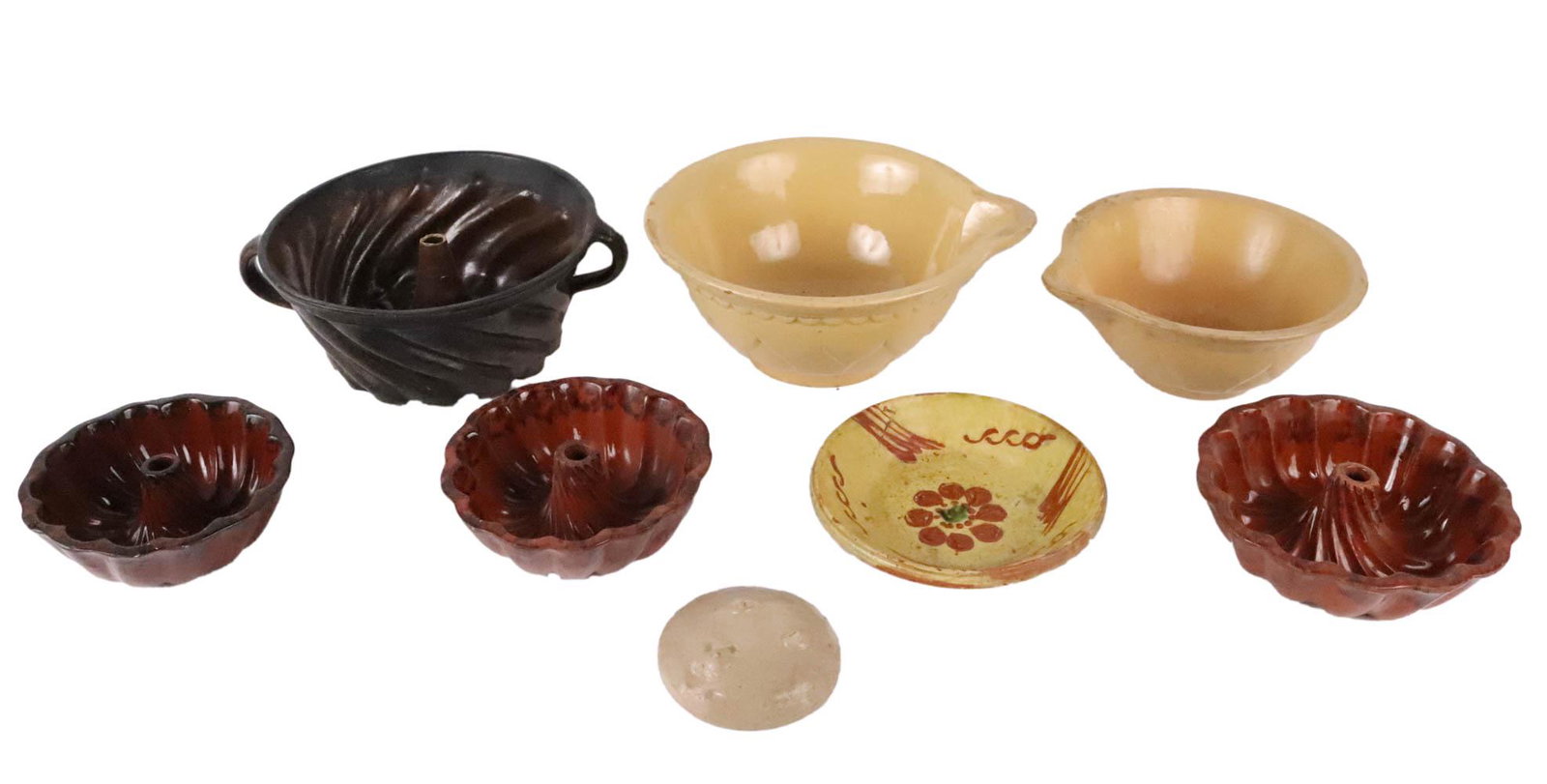 Four Redware Aspic/Cake Molds (1 of 10)