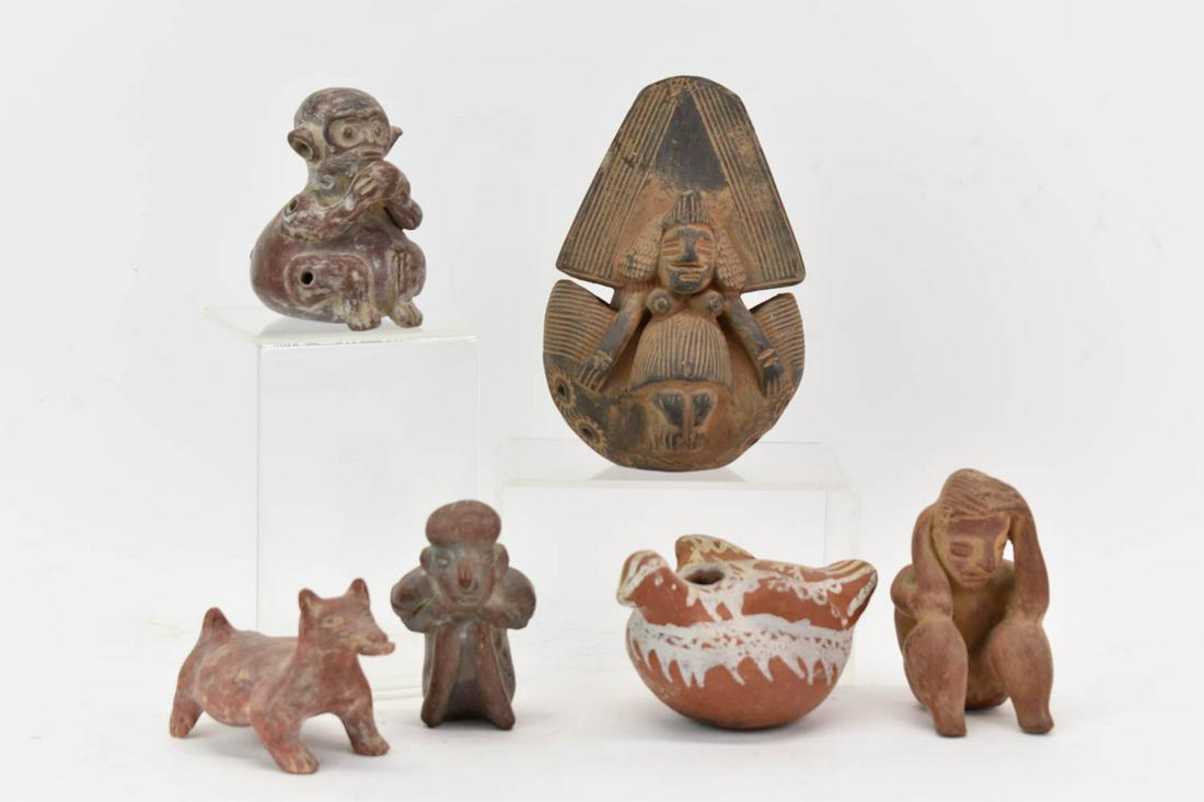 Six Pre-Colombian Style Pottery Figures (1 of 6)