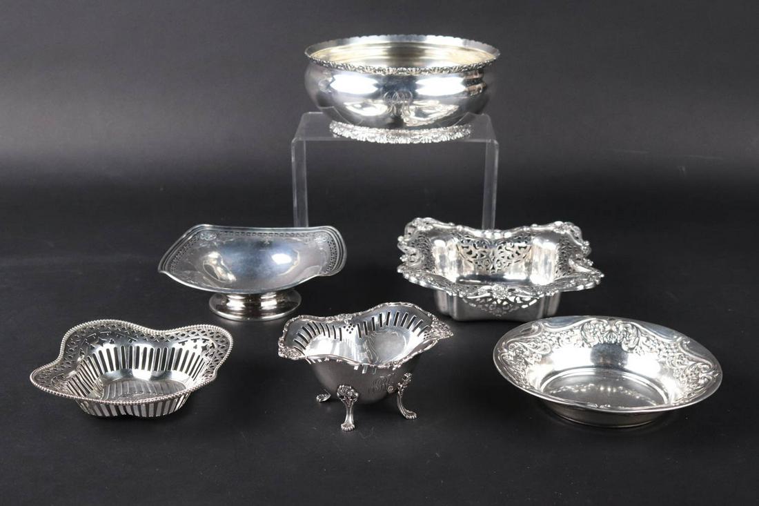 Six Sterling Silver Bowls, Square and Circular (1 of 13)
