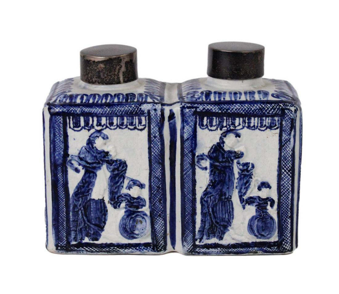 English Pearlware Double Tea Canister (1 of 9)