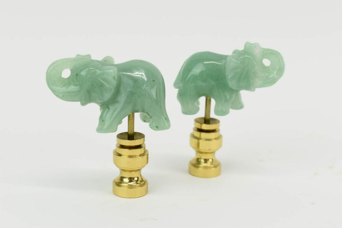Pair of Jade Elephant Lamp Finials (1 of 6)