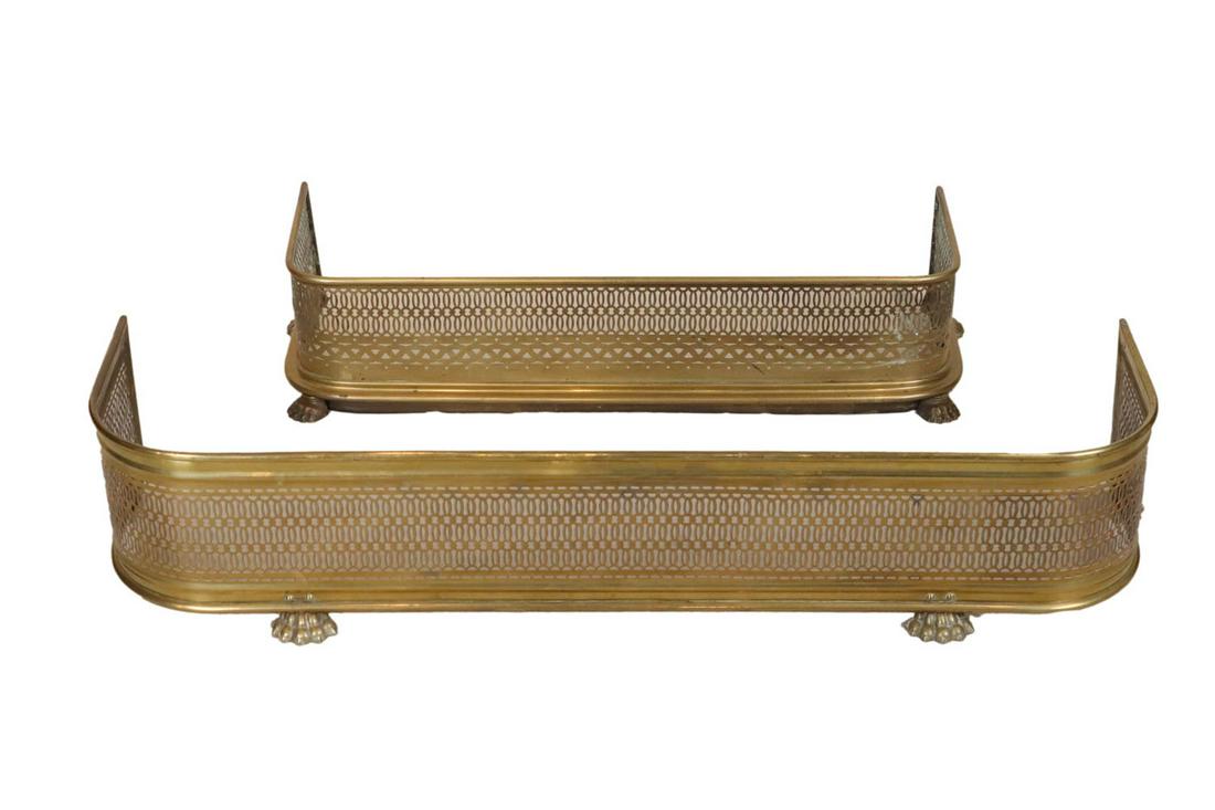 Two Regency Style Pierced Brass Fire Fenders Auction