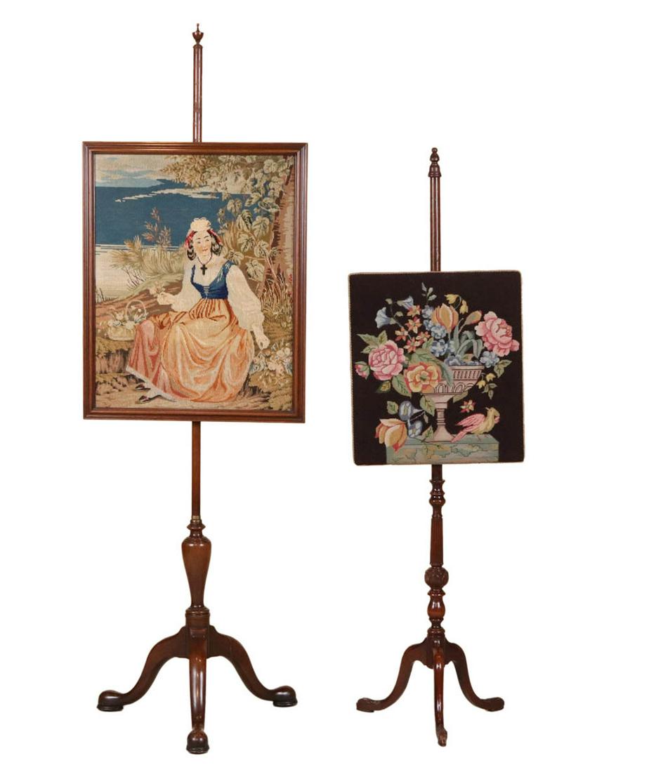 Two Mahogany and Needlepoint Pole Firescreens (1 of 14)