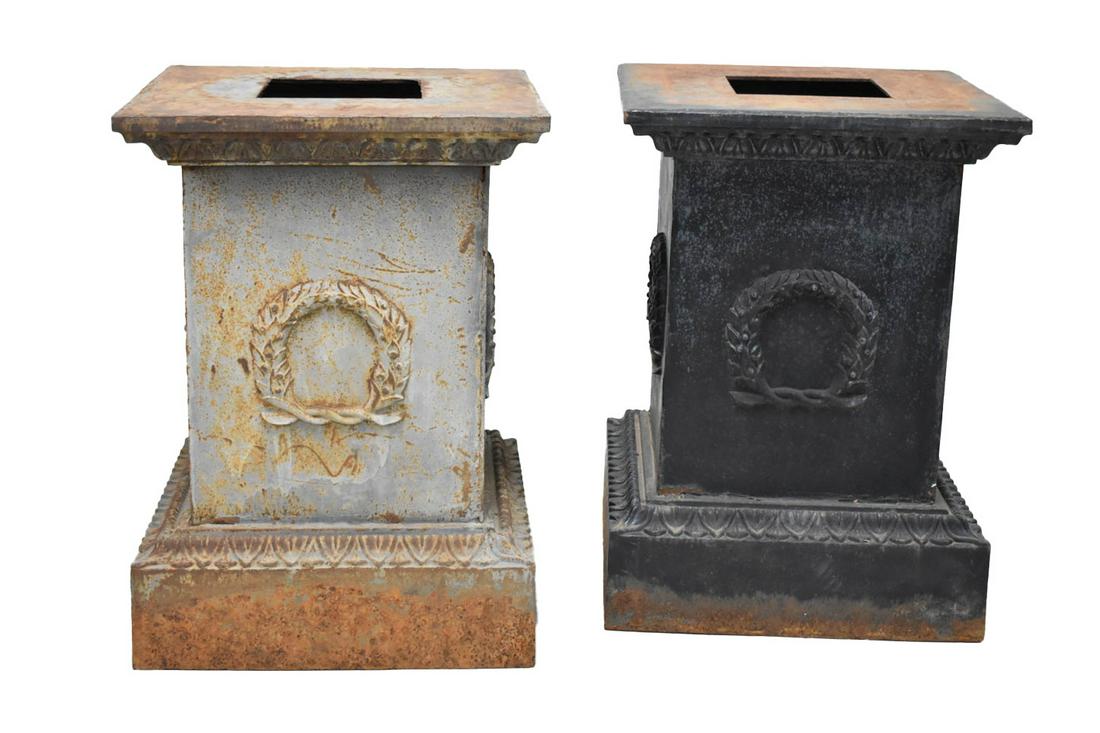 Pair of Large Iron Urn Pedestals (1 of 8)