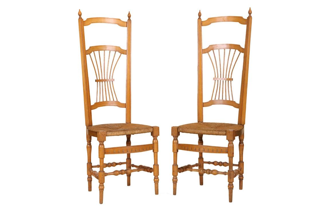 Pair of Provincial Maple Rush-Seat Side Chairs (1 of 12)