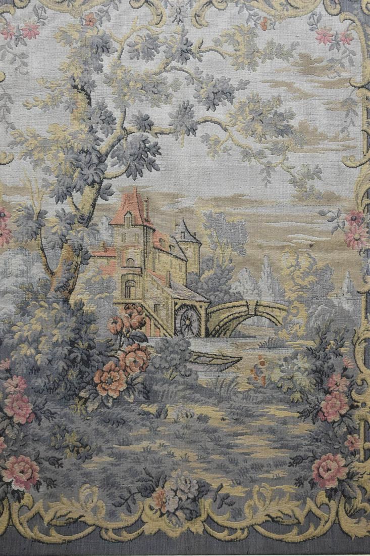 Large Needlepoint of European Castle: Large Needlepoint of European Castle, 20th/21st C. Used condition, wear, worn Overall: 41-1/8"h x 31-7/8"w Sight: 32-1/4"h x 23-3/4"w