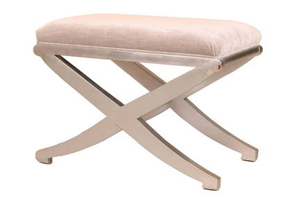 Ferrell Mittman Silver Gilt Foostool: Designed by Edward Ferrell and Lewis Mittman, 20th/21st C., with silver or white gold leaf paint Minor wear. 18-1/2"h x 26"w x 16"d