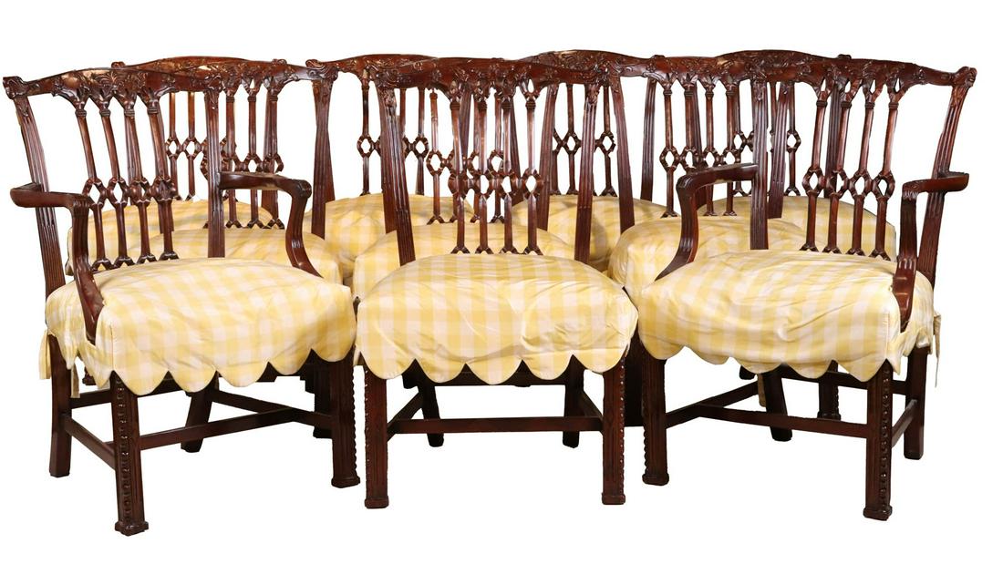 Ten Chippendale Style Mahogany Dining Chairs (1 of 12)