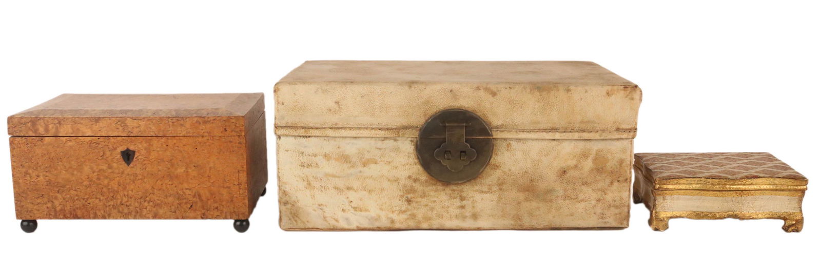 Chinese Antique White Leather Vellum Box (1 of 20)