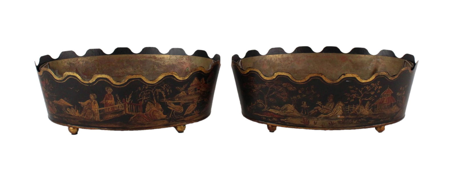Pair of Chinoiserie Decorated Tole Jardinieres (1 of 15)