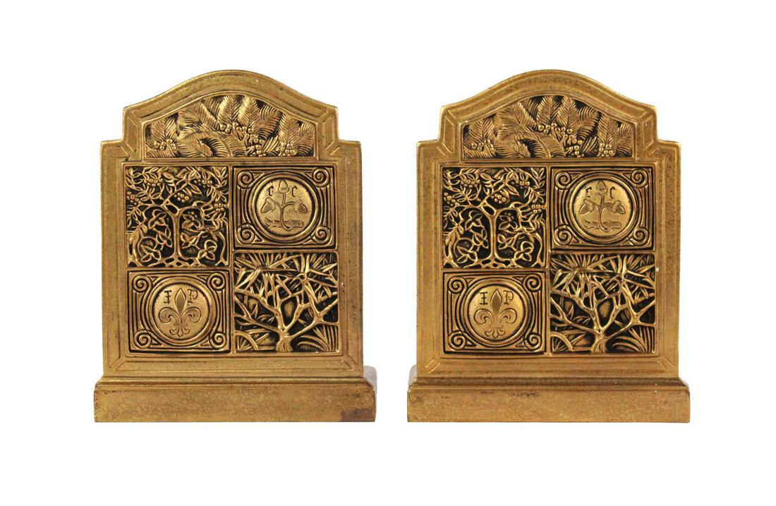 Pair of Tiffany Studios Gilt-Bronze Bookends (1 of 9)