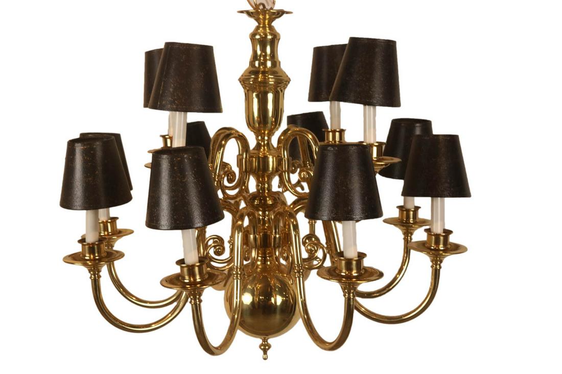 Dutch Baroque Style 12-Light Brass Chandelier (1 of 6)
