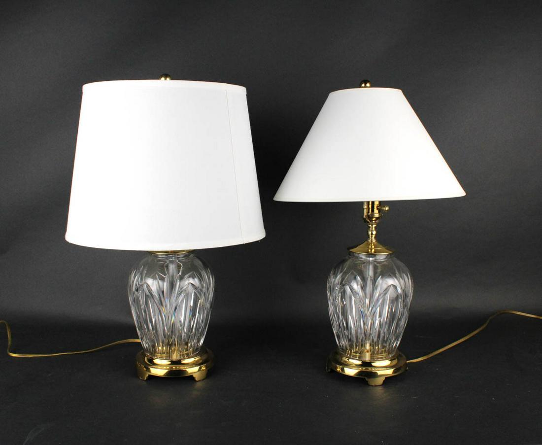Pair of Waterford Glass and Brass Table Lamps (1 of 8)