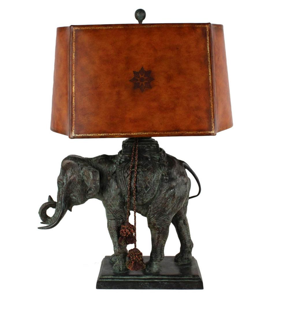 Maitland Smith Bronze Elephant Figural Table Lamp (1 of 6)