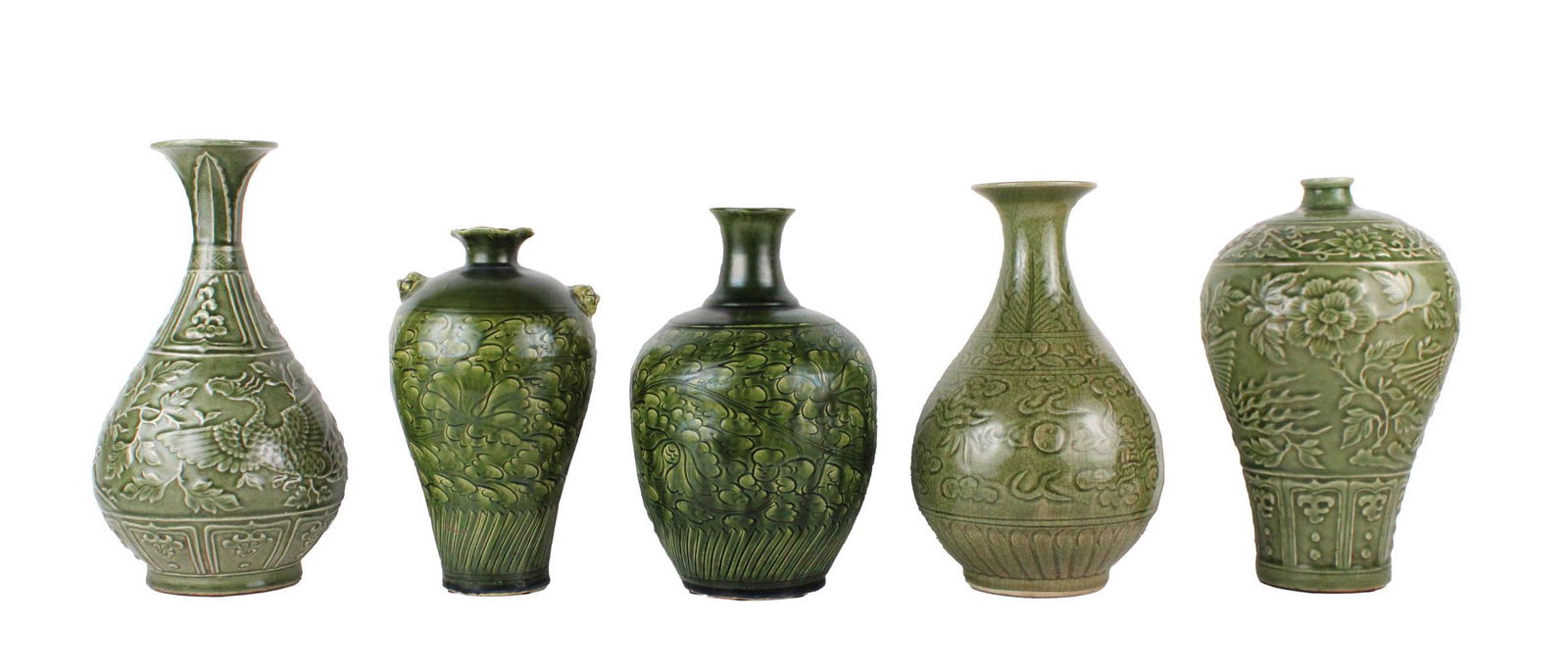 Five Chinese Green-Glazed Pottery Vases (1 of 18)