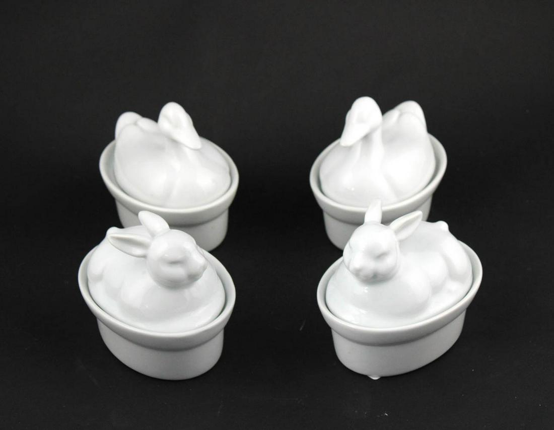 Four White Glazed Animal Miniature Tureens (1 of 10)