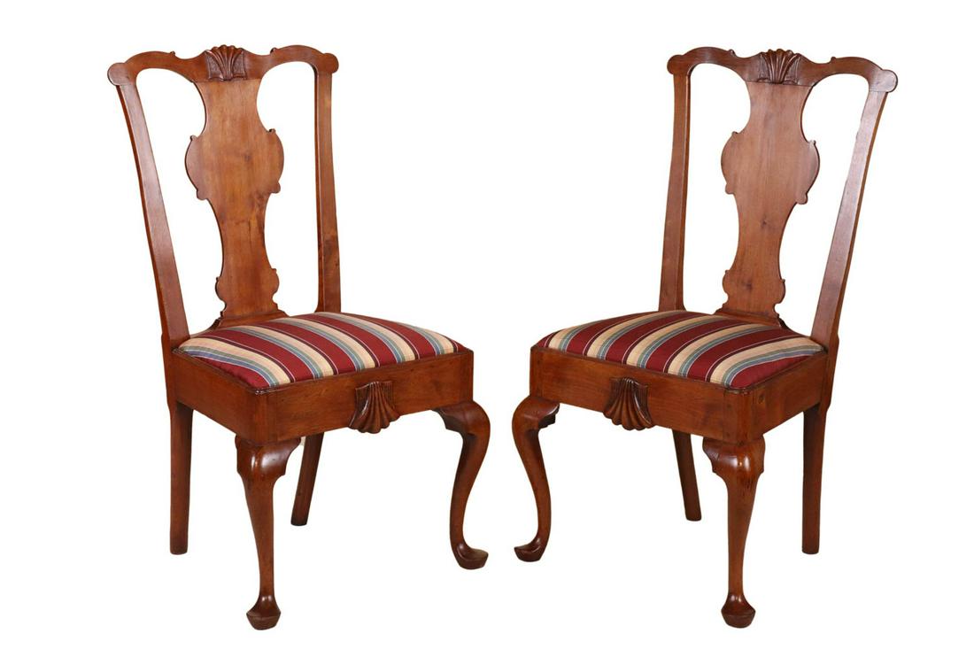 Pair of Queen Anne Walnut Side Chairs (1 of 12)