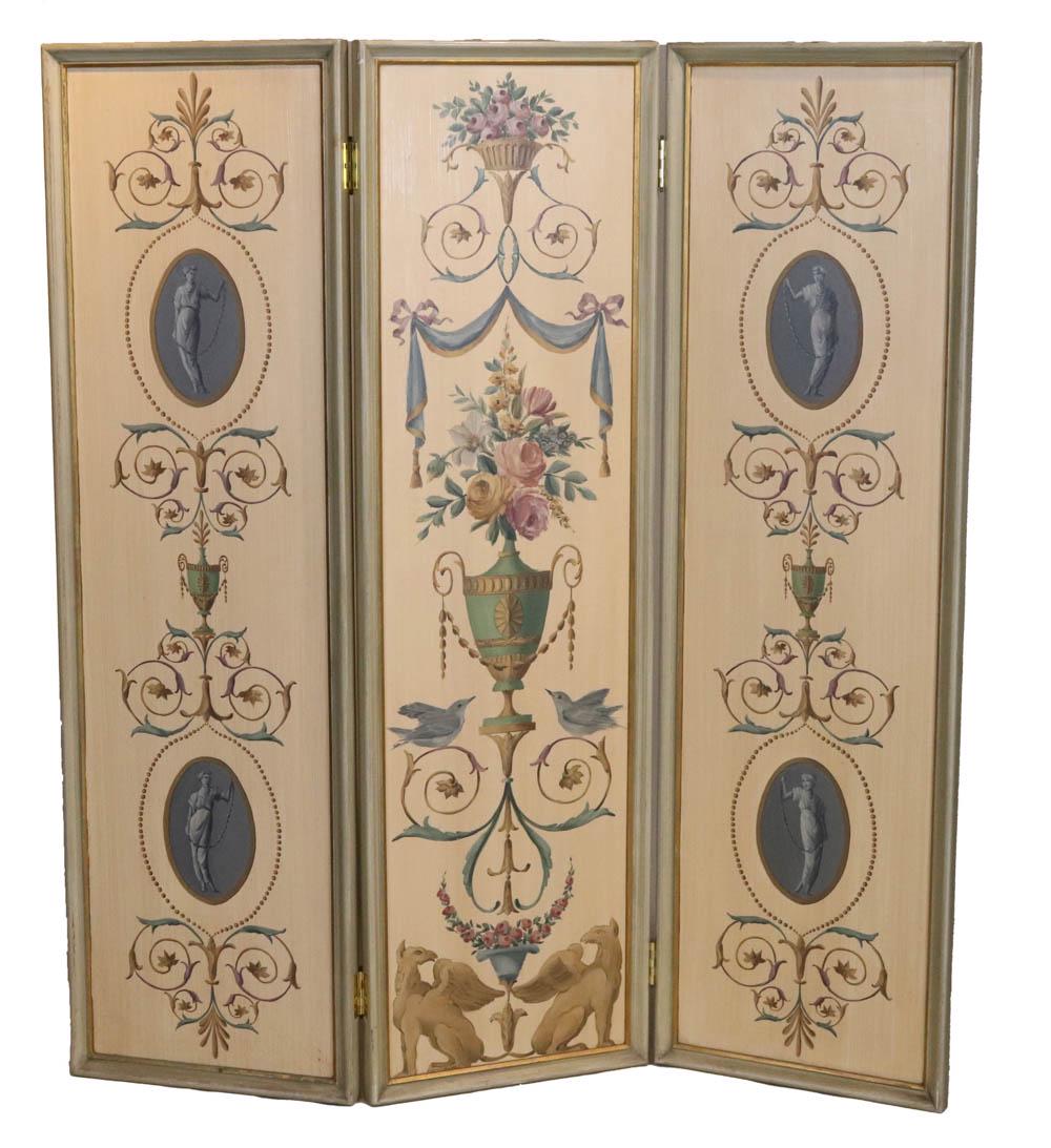 Neoclassical Style Painted Three-Panel Screen (1 of 12)
